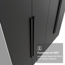 Ver imagem 6 de Guarda-Roupa Solteiro com Pés 4 Portas Batentes Branco/Preto/Preto Netuno Madesa