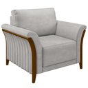 Ver imagem 1 de Poltrona Decorativa Sala de Estar 102cm Pés Madeira Roya M22 Veludo Cinza - Mpozenato