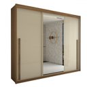 Ver imagem 4 de Guarda-roupa Casal Cardial 3 Portas 6 Gavetas com Espelho Cinamomo/off White - Panorama Móveis