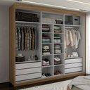 Ver imagem 3 de Guarda-roupa Casal Cardial 3 Portas 6 Gavetas com Espelho Cinamomo/off White - Panorama Móveis