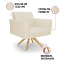 Ver imagem 6 de Kit 2 Poltronas Giratória Viena Gomada Linho Bege A19 Base de Madeira MA30 - D’Rossi