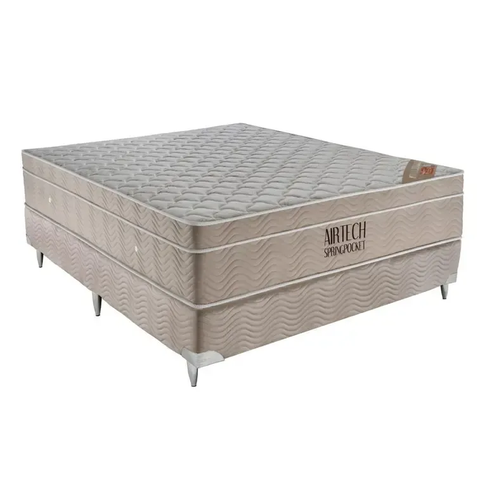 Cama Box e Colchão Airtech Casal (138x188) Ortobom Molas Ensacadas