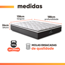 Ver imagem 2 de Colchão Casal Molas Ensacadas Pillow Top Maximus 138x188x24cm Gazin Cinza/branco