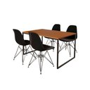 Ver imagem 3 de Mesa Industrial Base Ferro Preto Tampo 137X90 Canela 4 Cadeiras Ferro Preto Assento Preto Marrom