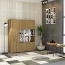 Ver imagem 4 de Armário Alto com Nichos e 05 Portas 161,5x135x42cm Wlan135 Vermont Oak - Branco