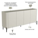 Ver imagem 2 de Buffet para Sala de Jantar 4 Portas 1 Gaveta Pés Industrial Preto Naim I03 Luna - Lyam