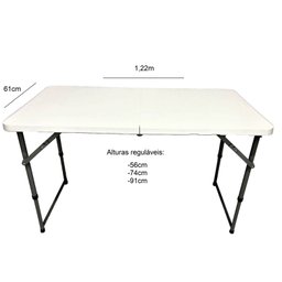 Mesa Dobrável Vira Maleta com 3 Regulagens de Altura Cor Branca - 2