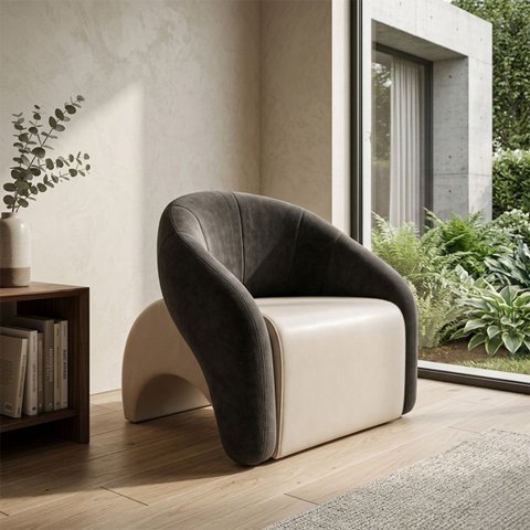 Poltrona Decorativa Confortável Pé Palitos:Veludo Chumbo