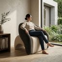 Ver imagem 3 de Poltrona Decorativa Confortável Pé Palitos:Veludo Chumbo