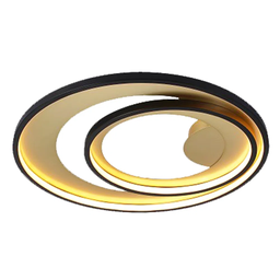 Plafon de Sobrepor Loop Preto e Dourado (d)62 + 42cm (a)5,2cm 1x48w 3000k 1500lm Led - 5