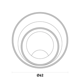 Plafon de Sobrepor Loop Preto e Dourado (d)62 + 42cm (a)5,2cm 1x48w 3000k 1500lm Led - 1