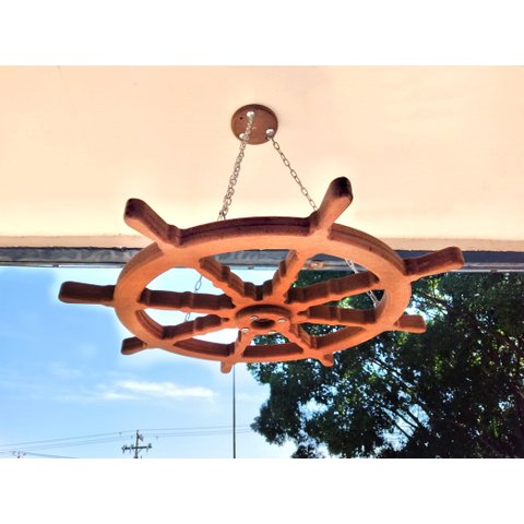 Lustre Luminária Pendente 65cm Leme De Navio Rústico 1B