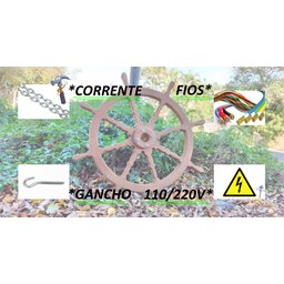 Lustre Luminária Pendente 65cm Leme De Navio Rústico 1B - 3