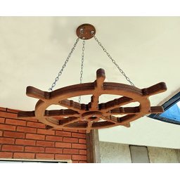 Lustre Luminária Pendente 65cm Leme De Navio Rústico 1B - 5