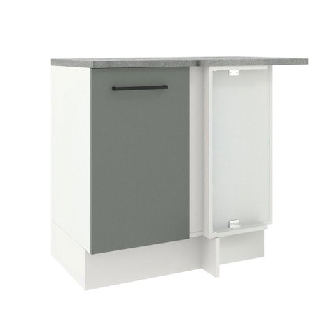 Balcão Armário de Cozinha de Canto 1 Porta Branco/Cinza Agata Madesa