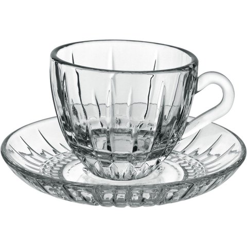 Jogo 6 Peças Xícara de Vidro 35ml Transparente 10x6x5cm Café Chá Expresso Alça