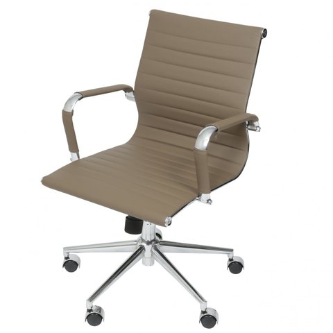 Cadeira Escritório Diretor Esteirinha Rodízio Relax Corino 3301 Bege/Fendi