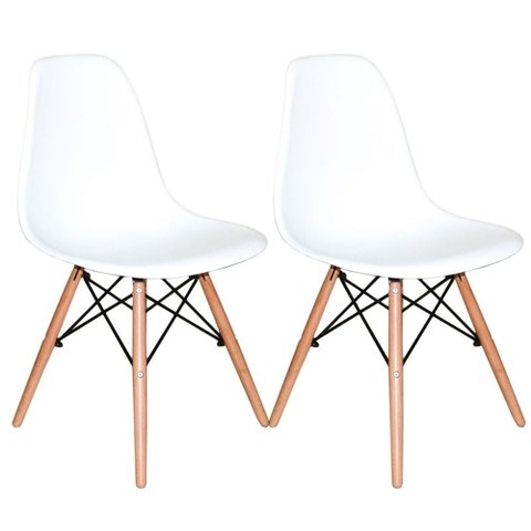 Kit com 2 Cadeiras Charles Eames Eiffel Branca