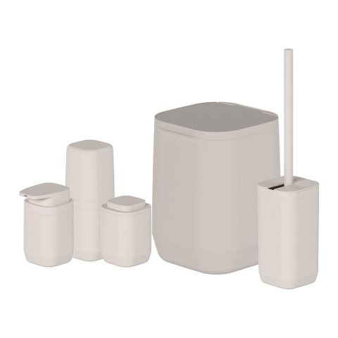 Kit de Banheiro Completo com Lixeira de Piso/Parede ou 6 Peças Linha Aura