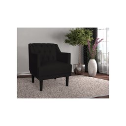 Kit 2 Poltronas Decorativa Alice Couro Preto Pés Madeira Ms Decor - 4