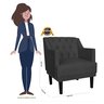 Kit 2 Poltronas Decorativa Alice Couro Preto Pés Madeira Ms Decor - 3