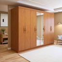 Ver imagem 1 de Guarda-Roupa Casal 8 Portas 6 Gavetas com Espelho MDF 236cm Serenata Marrom Amêndoa Clean