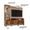 Rack Com Painel Para Tv De 55" Com Pés Natural Cinza - 3