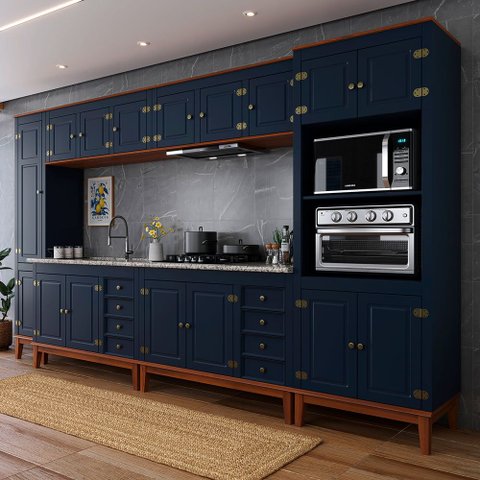 Cozinha Modulada 6 peças - Azul Petróleo