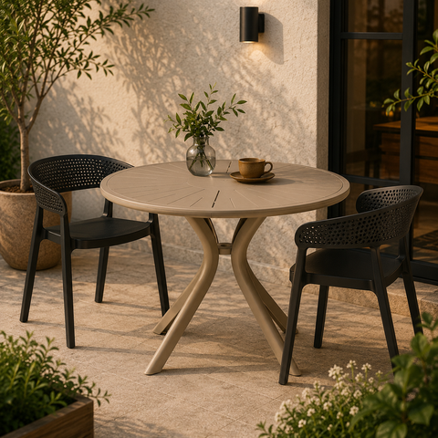 Mesa para Jardim Redonda 74,5cm x 100cm Salinas Bege/Fendi