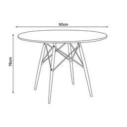 Mesa Redonda de Jantar Eames Eiffel 90cm Branca Base Madeira Maciça - 3