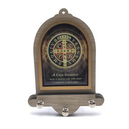 Porta Chaves Parede Medalha de São Bento MDF Marfim - 1