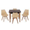 Ver imagem 1 de Conjunto Mesa de Jantar Juliette Preta 80cm com 4 Cadeiras Leda - Nude