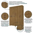 Ver imagem 4 de Guarda-Roupa Casal 6 Portas, 2 Gavetas e Pés Light Plus Marrom/Cinamomo