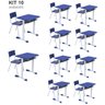Kit 10 Conjuntos Escolar Individual Juvenil/adulto com Porta Livros Cor Azul - 1