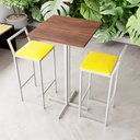 Ver imagem 1 de Conjunto Mesa Alta Bar Bistrô Quadrada Imbuia 2 Banquetas Confort Estofado White Don Castro