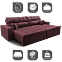 Ver imagem 4 de Sofá Retrátil e Reclinável 2,92m Luxos Cama Inbox Velusoft Vinho