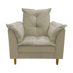 Poltrona Amamentação + Puff Luana Pés Madeira Suede:bege - 3