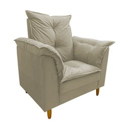 Poltrona Amamentação + Puff Luana Pés Madeira Suede:bege - 2