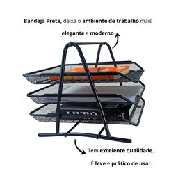 Kit 12 Bandeja Organizadora Tripla de Papel Documentos para Mesa de Escritório - 4