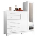Ver imagem 1 de Guarda Roupa Cômoda com Espelho 158cm Suiça A02 Branco - Mpozenato