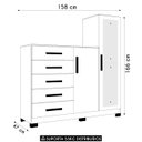 Ver imagem 5 de Guarda Roupa Cômoda com Espelho 158cm Suiça A02 Branco - Mpozenato