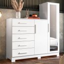 Ver imagem 3 de Guarda Roupa Cômoda com Espelho 158cm Suiça A02 Branco - Mpozenato