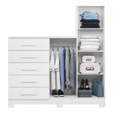 Ver imagem 7 de Guarda Roupa Cômoda com Espelho 158cm Suiça A02 Branco - Mpozenato