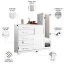 Ver imagem 4 de Guarda Roupa Cômoda com Espelho 158cm Suiça A02 Branco - Mpozenato