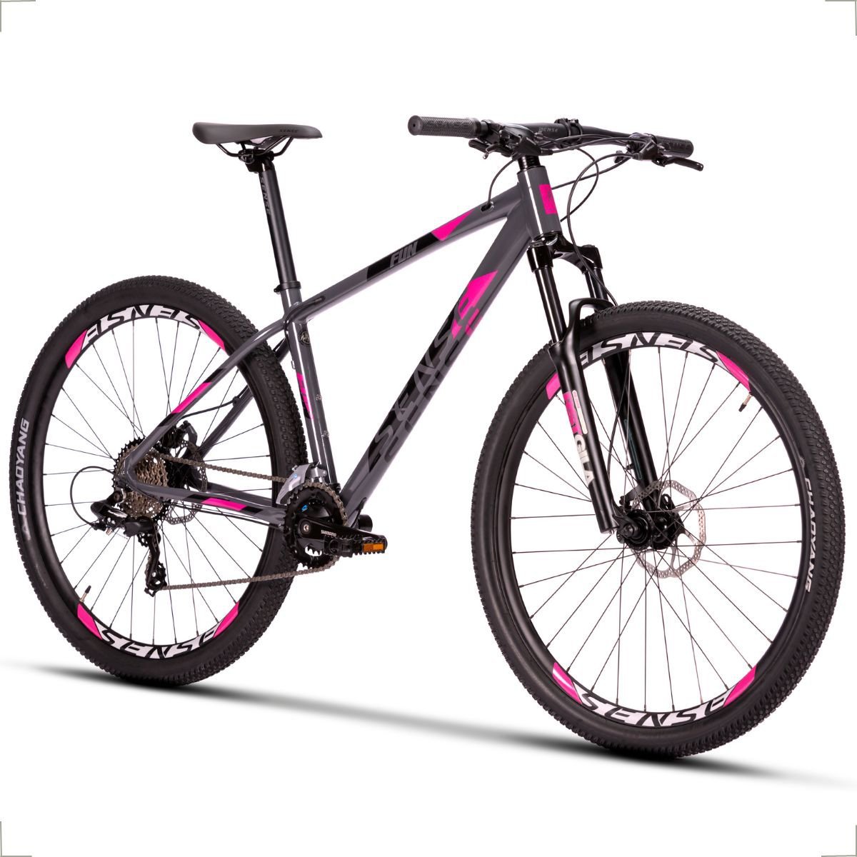 Bicicleta Mtb Sense Fun Comp 2023 Freio Hidráulico 2x8 Vel.:Cinza/Roxo/17/Unissex