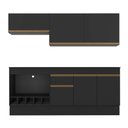Ver imagem 1 de Armário de Cozinha Modulada Completa com Balcão e Rodapé 190cm Veneza Multimóveis MP2454 Preto