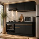 Ver imagem 2 de Armário de Cozinha Modulada Completa com Balcão e Rodapé 190cm Veneza Multimóveis MP2454 Preto