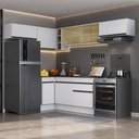 Ver imagem 1 de Armário de Cozinha Completa de Canto com Rodapé Veneza Multimóveis MP2095.964 Branco/Preto