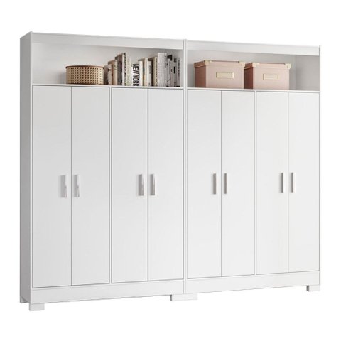 Armário Multiuso Duplo Nt4040 8 Portas Branco/rosa Notável Móveis