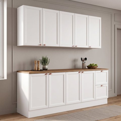 Cozinha Compacta 4 Peças 9 Portas 2 Gavetas 200cm com Tampo